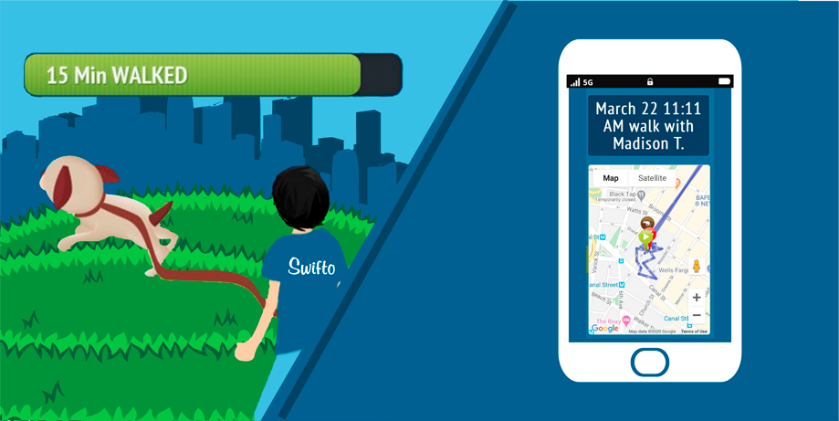 GPS app route of dog walker